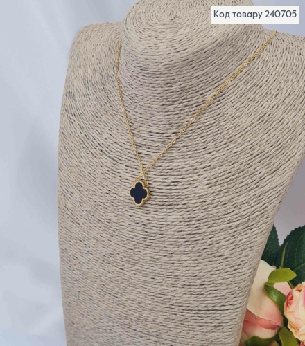 Ланцюжок з Van Cleef, двосторонній Рожевий-Чорний, 43+5см, лимонного кольору, сталь Stainless Steel 240705 фото 4