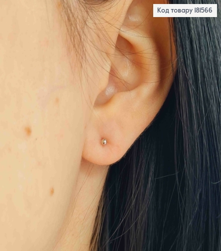 Серьги родованные гвозди, Мини Шарики, 0,2см, набор 6пар/уп, Xuping 181566 фото 2