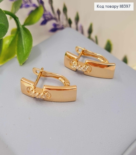 Серьги украшены Блестящими камешками, 2,1см, английская застежка, Xuping 18К 118397 фото 2