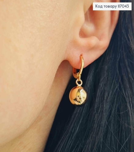 Серьги кольца с подвесками шариками 0,8см, Xuping 18K 117043 фото 2