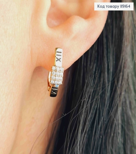 Серьги "Век" с Блестящими камнями, 1,6см, англ. застежка, XUPING 18К 119164 фото 2