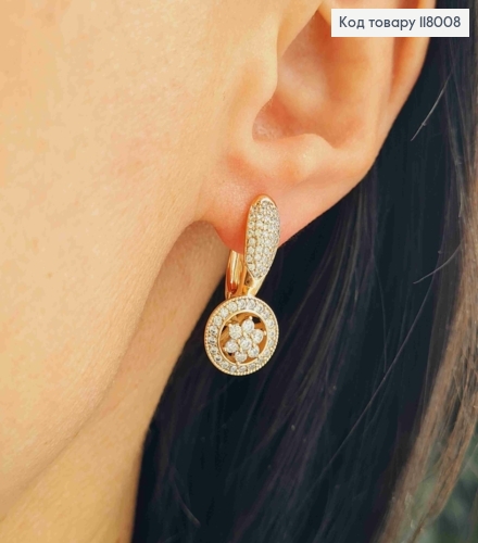 Серьги "Сияние" украшены блестящими камешками, 2,4см, английская застежка, Xuping 18K 118008 фото 3