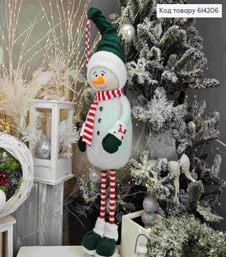 Снеговик в ЗЕЛЕНОЙ шапке, 100см, ручная работа, Украина. 614206 фото 2