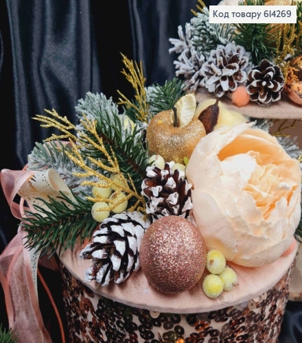 Коробка (14*20) ШАМПАНЬ + кришка Новорічно композиція (висота 10см), ручна робота, Україна 614269 фото 2