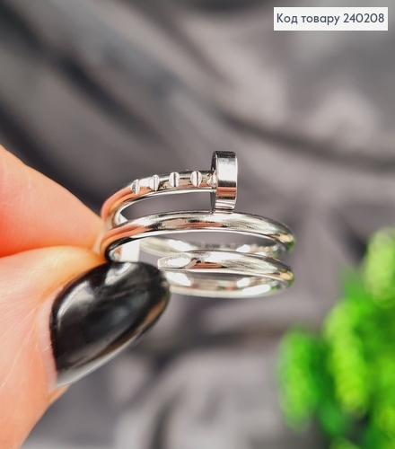 Кольцо родорованое Картье, Stainless Steel 240208 фото 2