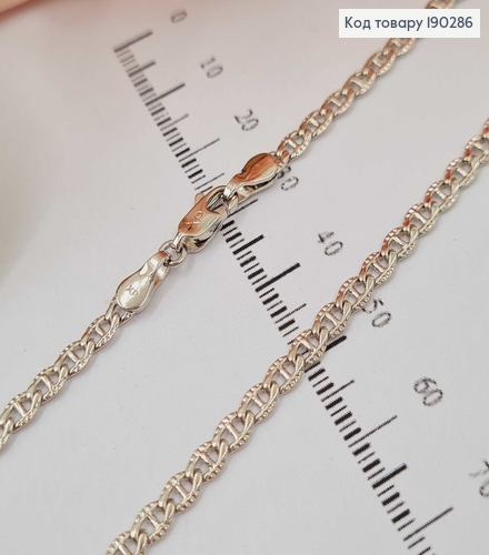 Цепочка родованная, плетение панцирное с перепонками, 3мм, дл. 55см. Xuping 190286 фото 2