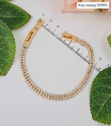 Браслет, с двумя рядами камней шир.4мм, дл.17+2,5см, Xuping 18K 150901 фото 2