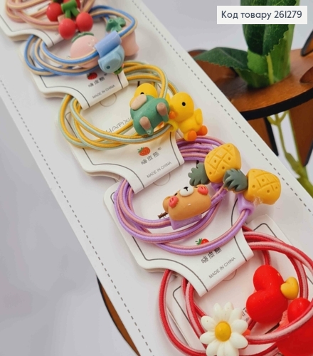 Набор детских резинок (30шт) ФРУКТИ / МУЛЬТЯШКИ в ассортименте, тонкие, диаметр 3,5см. 261279 фото 2