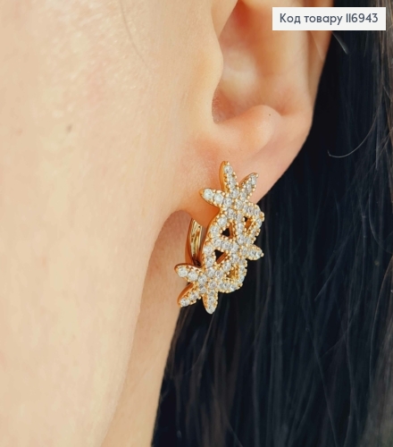 Серьги "Три звездочки", в камнях, 2,1см, англ. зам. Xuping 18K 116943 фото 2