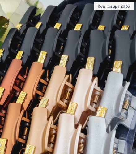 Краб пластик, прямоугольный, матовий, 4,5см, черно-коричневие цвета в ассорт.(в упаковке 24шт) 211133 фото 2