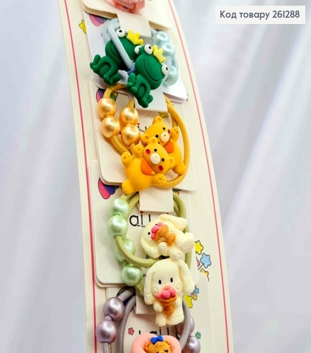 Набор детских резинок (20шт) ЖИВОТНЫЕ, диаметр 3,5см, ЯРКИХ цветов 261288 фото 2