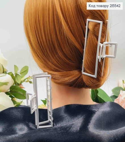 Краб металл 9см, прямоугольный, СЕРЕБРЯНЫЙ цвет 215542 фото 2