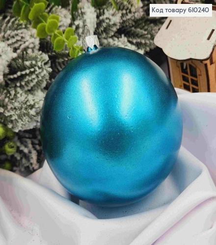 Іграшка куля 100мм "МЕТАЛІК",ТЕМНО-БІРЮЗОВИЙ колір, новорічна прикраса пластикова,Україна 610240 фото 2