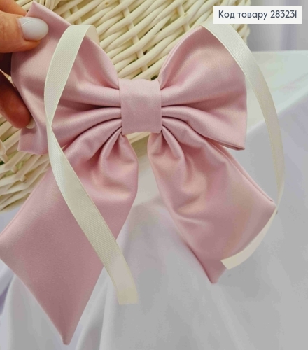 Повязка для корзины Бантик, Розового цвета на завязках, плотный атлас, 13*17см, ручная работа 283231 фото 2