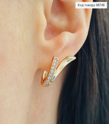 Серьги "VICTORIA" с Блестящими камешками, 1,9см, английская застежка, Xuping 18K 118748 фото 2