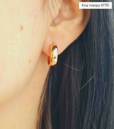 Серьги кольца с гранирующими краями, ширина 0,5см, диаметр 1,5см, Xuping 18K 117715 фото 3