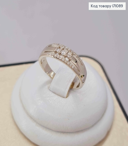 Кольцо родованное украшено Блестящими камнями, Xuping 171089 фото 2