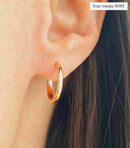 Серьги Кольца, ширина 2мм, диаметр 1,4см, Xuping 18K 110183 фото 2