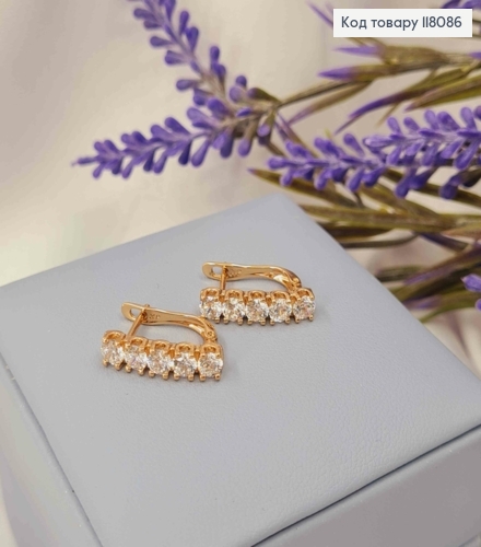 Серьги "ВЕНЕРА" украшены Блестящими камешками, 1,7см, английская застежка, Xuping 18К 118086 фото 2