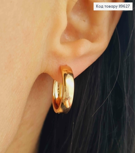 Серьги кольца Классические, ширина 5мм, диаметр 1,5см, Xuping 18К. 119627 фото 2