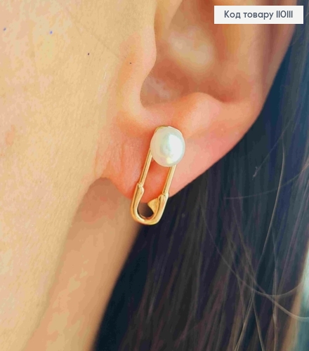 Сережки гвіздки "Шпильки" з Перлинкою,  довж. 1,6см, Xuping 18K 110111 фото 2