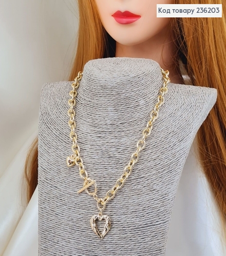 Бижутерия на шею Цепочка с сердечком золотой 40 см 236203 фото 2