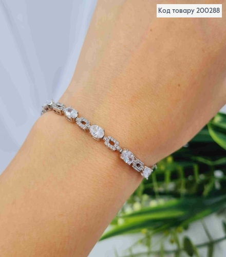 Браслет родований прикрашений Блискучими камінцями, довж. 19см, Xuping 200288 фото 2