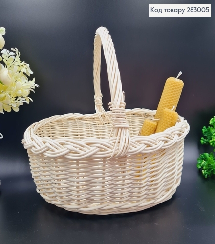 Кошик плетеный лозовый МОЛОЧНЫЙ (33*30*30см), Польща 283005 фото 4