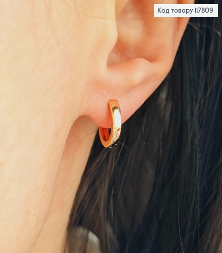 Серьги кольца, ширина 3мм, диаметр 1,1см, Xuping 18К. 117809 фото 2