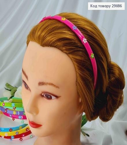 Обруч пластик, с цветными цветочками 0,7см, светлые цвета в ассорт. 291186 фото 2