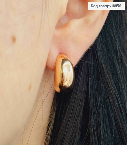 Серьги гвоздики изогнутая Каплица, 1,6см, XUPING 18K 118156 фото 3