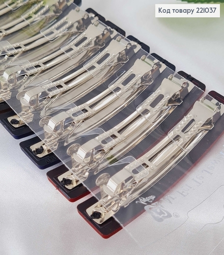 Заколка автомат прямой матовый 1,5*8см в асортименте 221037 фото 2