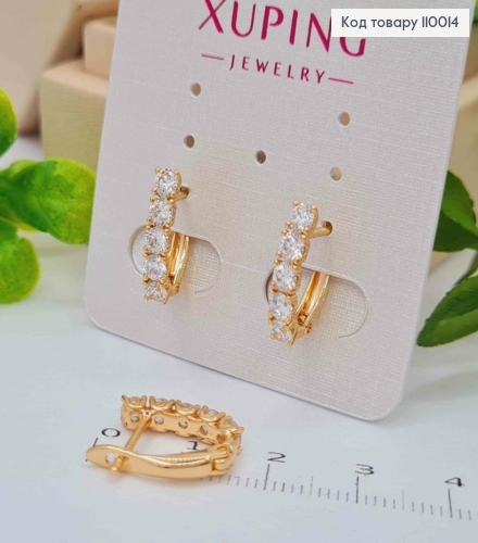 Серьги украшены Блестящими камешками, 1,5см, английская застежка, Xuping 18К 110014 фото 2