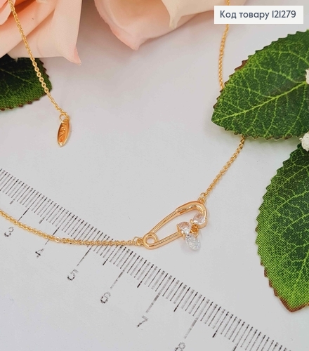 Цепочка 1мм, длина 48+5см, с подвеской "Шпилька" с бантиком, Xuping 18K 121279 фото 2