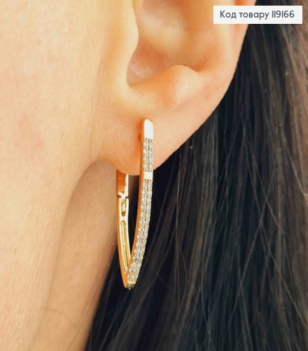 Сережки Стрелы с Блестящими камешками, 2,6см, англ. застежка, XUPING 18К 119166 фото 2