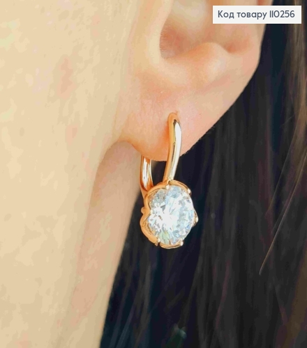 Серьги с Блестящим камнем, 1,9см, английская застежка, Xuping 18K 110256 фото 2