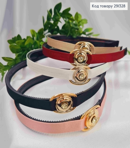 Обруч пластик украшен пряжкой с камешком, 1см, цвета в ассортименте. 291328 фото 2