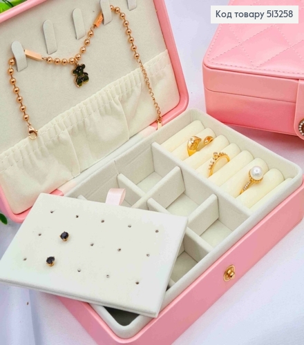 Сундучок-органайзер для хранения украшений, Розового цвета ,16*11*5см, (на кнопке) 513258 фото 2