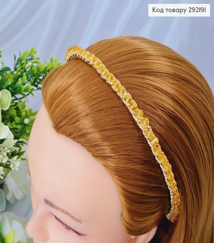 Обруч металл с янтарными камінями 6мм по всей длине 292191 фото 2