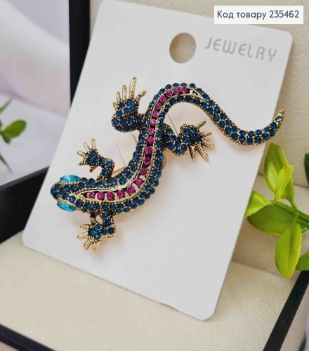 Брошь "ХАМЕЛЕОН" украшена Блестящими камнями, 6,5см. 235462 фото 2