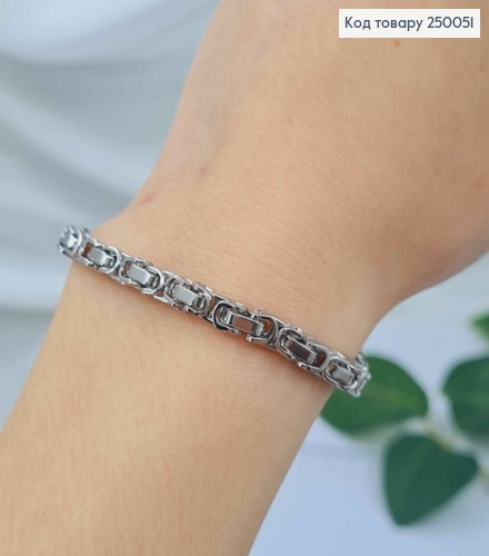 Браслет срібного кольору, ширина 4,5мм, довжина 20см, сталь Stainless Steel 250051 фото 2