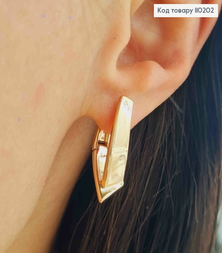 Сережки "Стріли",  довжина 2,3см, англійська застібка, Xuping 18К 110202 фото 2