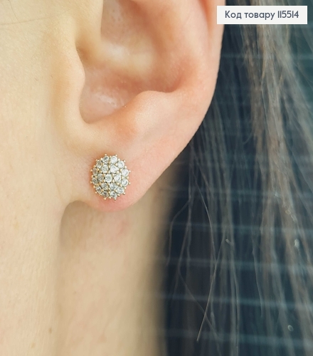 Серьги гвоздики, паутинка в камешках, 0,6см Xuping 18K 115514 фото 2