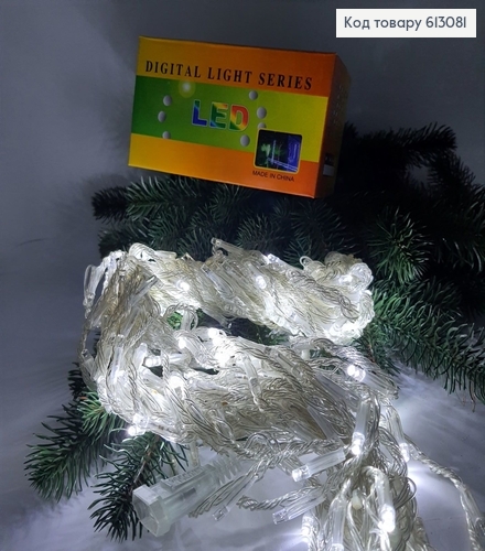 ¶Гирлянда шторка белая проволока 3*1,2 м 240 LED белая холодно 613081 фото 2