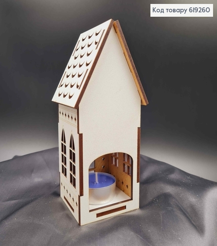 Подсвечник, деревянный белый домик "Биг бен", с узором, 15*7*5см, Украина 619260 фото 2