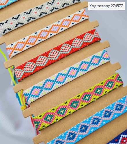 Браслет с этническим орнаментом, на затяжке, в ассортименте, ширина 1см 274577 фото 2