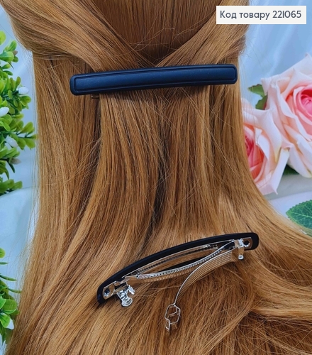 Заколка автомат, каучук черный, 10см 221065 фото 2