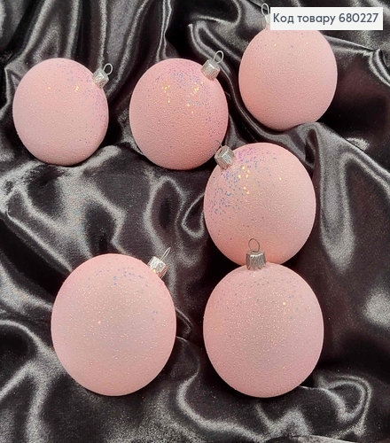 Игрушка шар 80мм РОСКОШНЫЙ БЛЕСК, цвет РОЗОВЫЙ, 6шт/уп., Украина 680227 фото 2