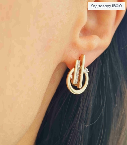 Серьги "Феерия" с блестящими камешками, 1,7см, английская застежка, Xuping 18K 118010 фото 2