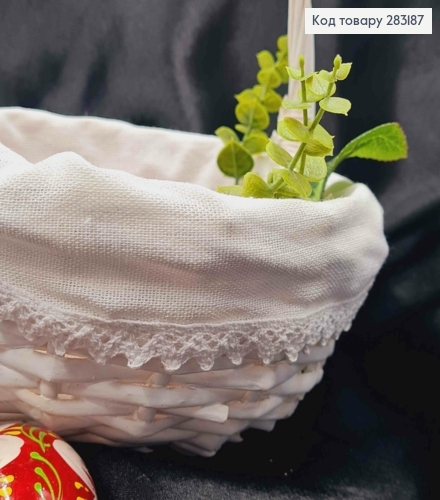 Кошик фарбований малий, з Натуральною тканиною, (діам.20смсм), (глиб.8см), (ручка 15см) 283187 фото 2